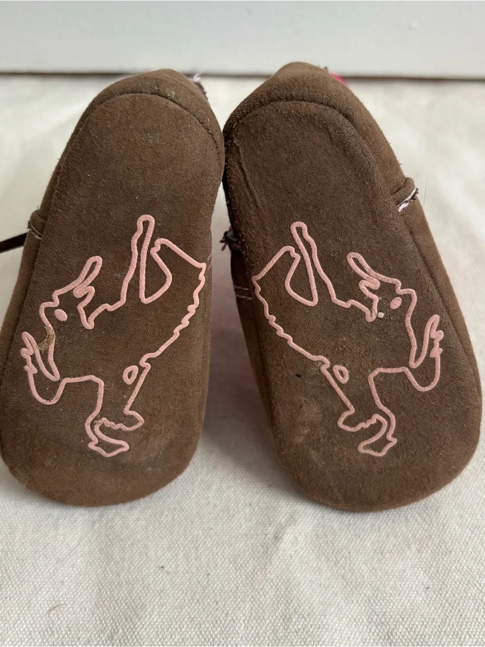 Rising Star Girls Western Cowgirl Bootie Boots Fringe Brown Pink 9-12 Months